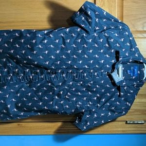 Pink flamingo dress shirt, untuck,short sleeve